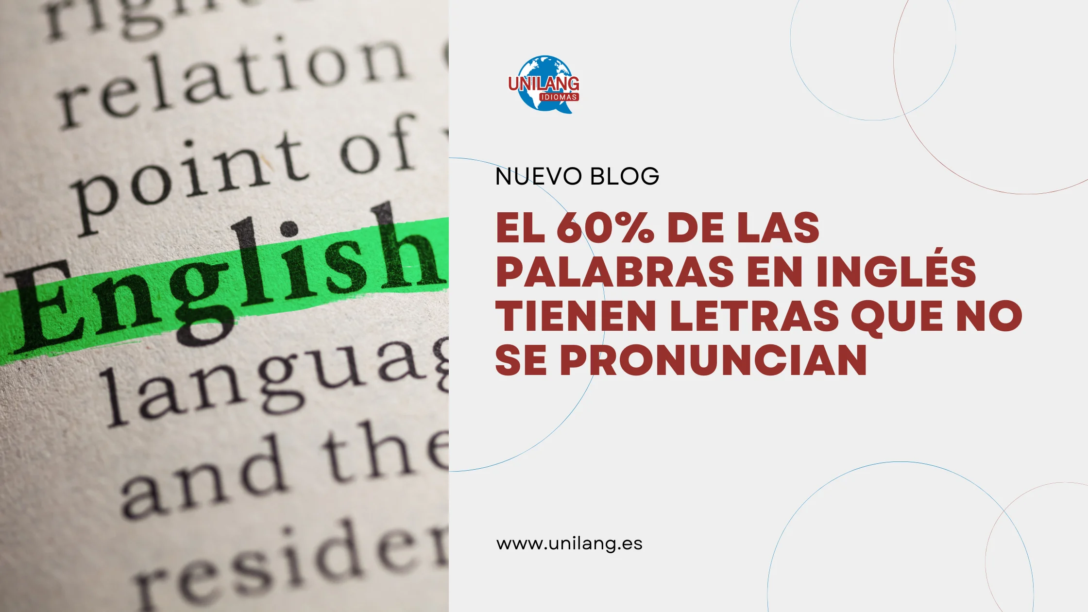 El 60% de las palabras en inglés tienen letras que no se pronuncian