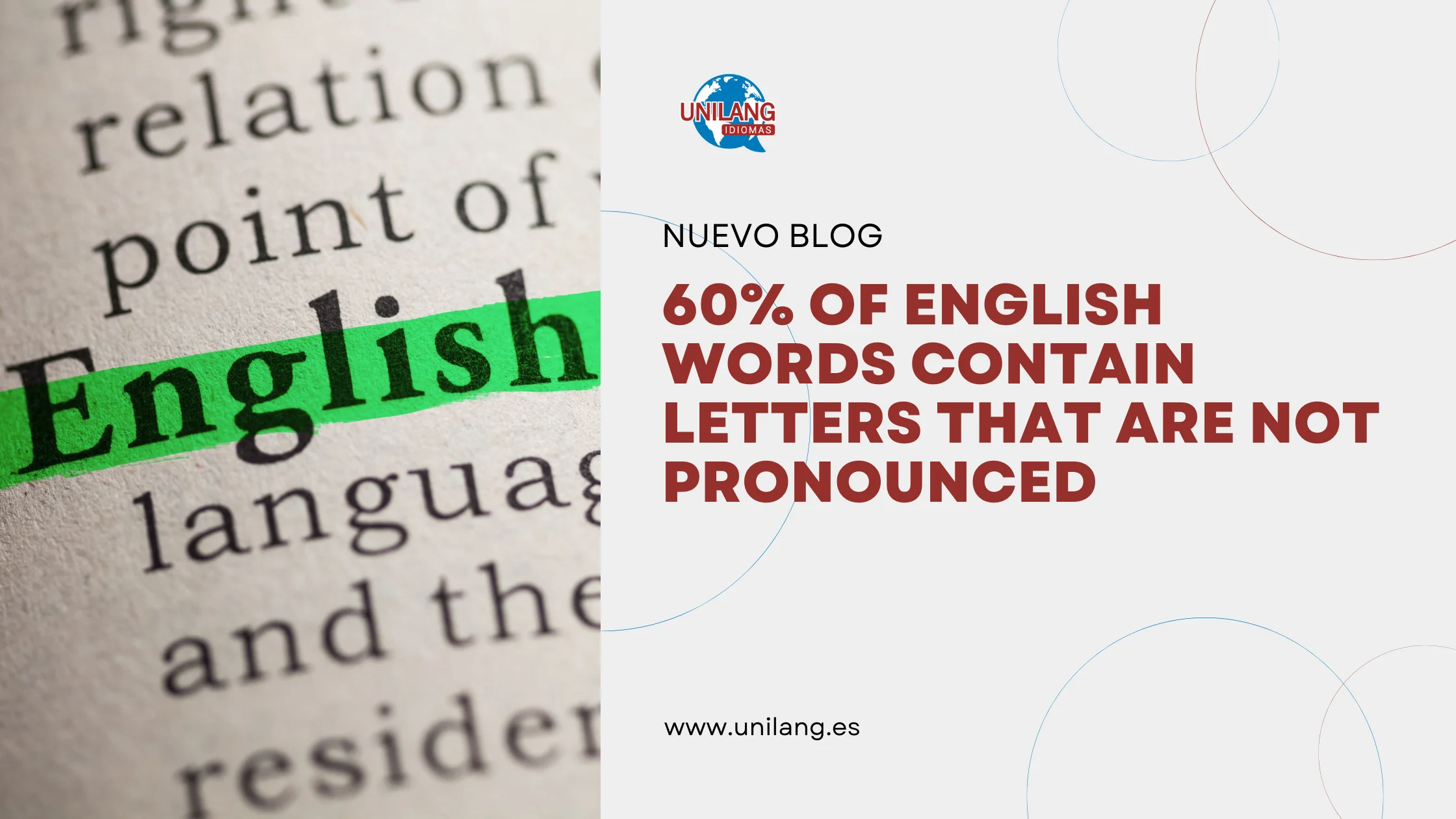 60% of English words have letters that are not pronounced