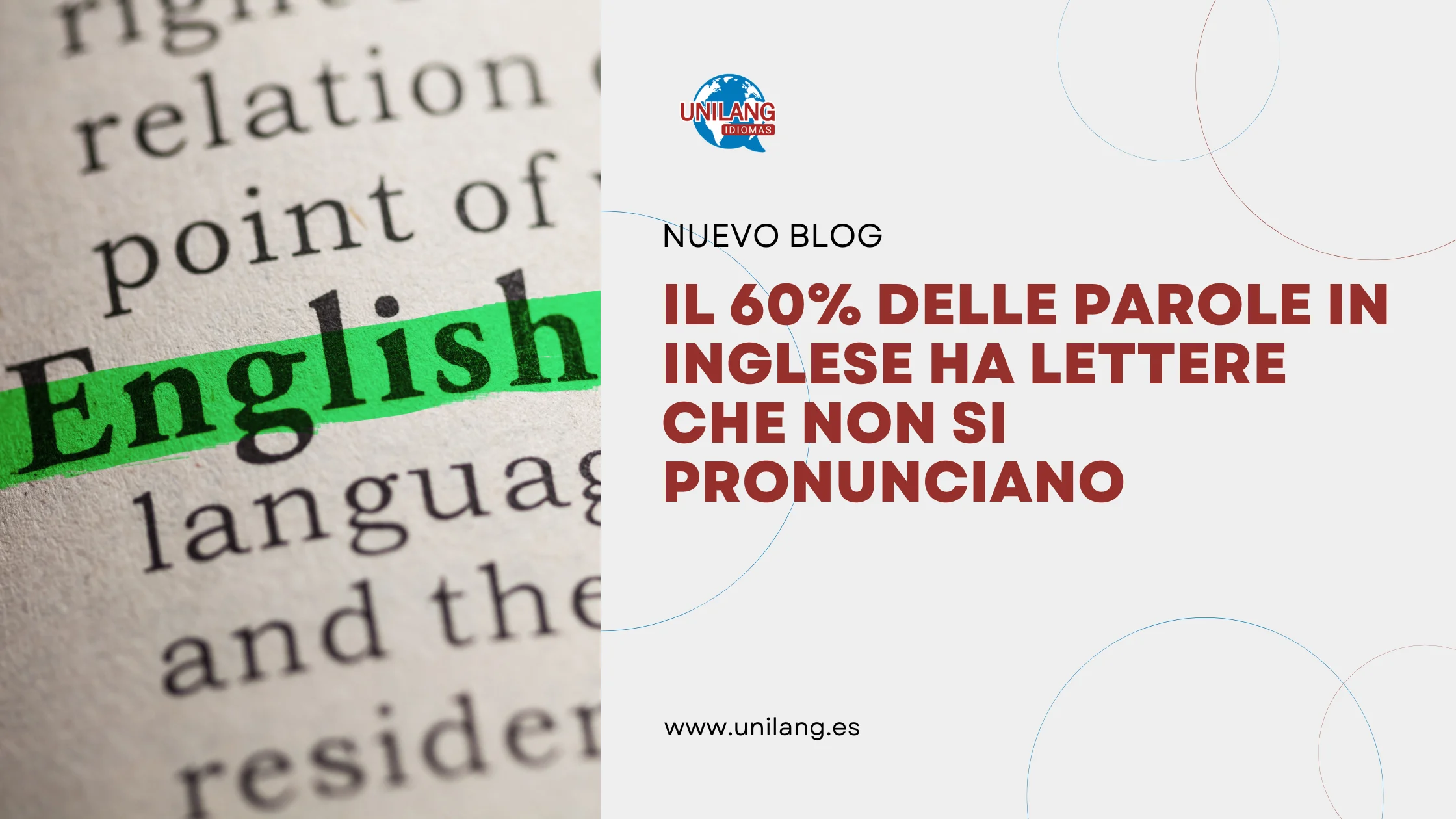 Il 60% delle parole in inglese ha lettere che non si pronunciano